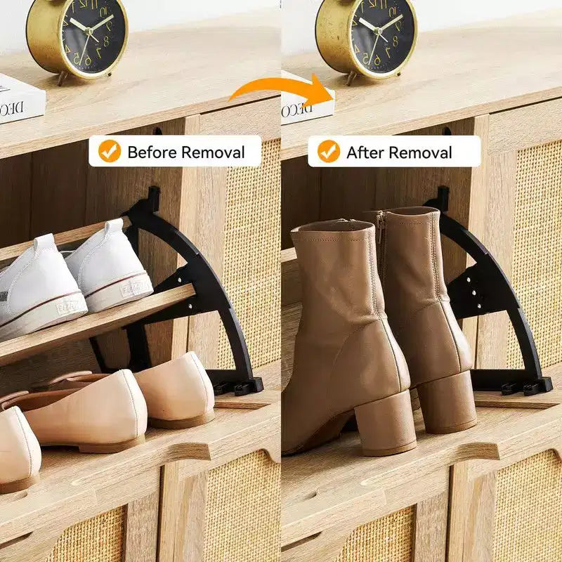 Shoe Cabinet with 4 Drawers - Twith Fluted Panel Shoe Storage Cabinet3 Gears Adjustable Partitions