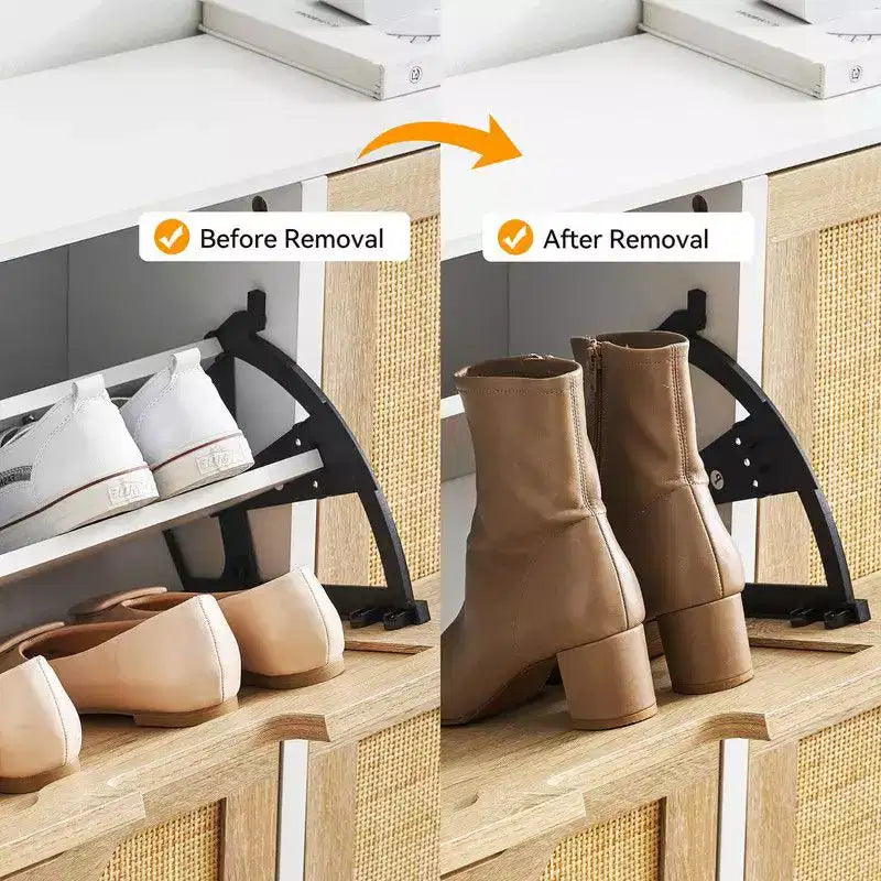 Shoe Cabinet with 4 Drawers - Twith Fluted Panel Shoe Storage Cabinet3 Gears Adjustable Partitions
