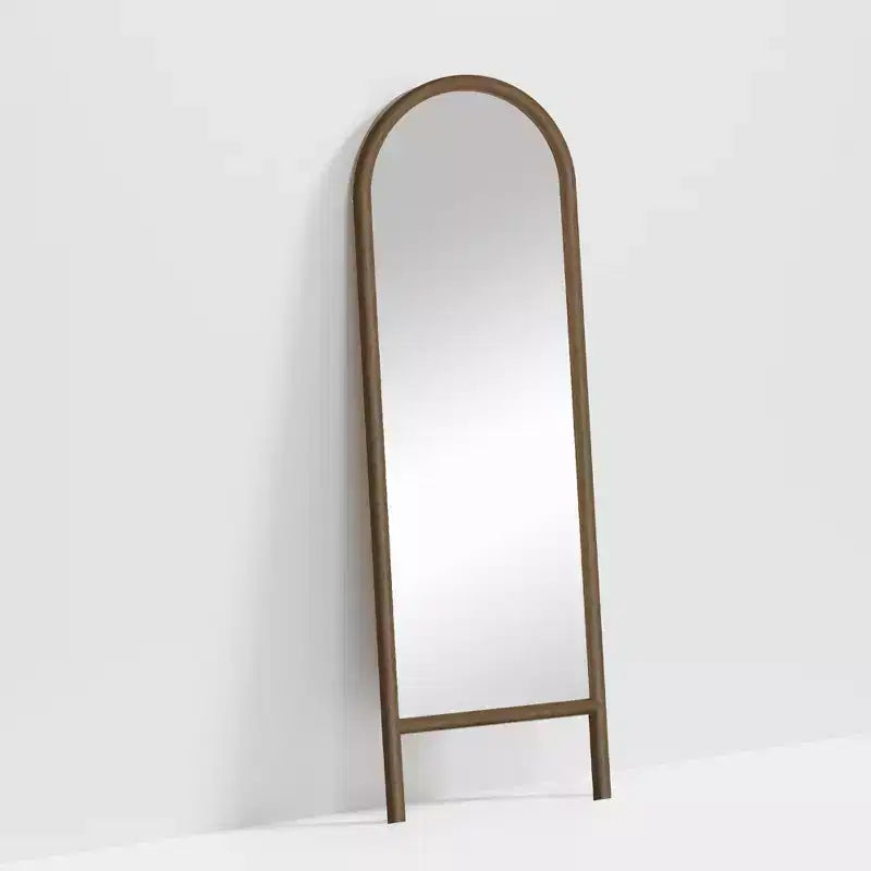 MAYEERTY Full-Length Mirror Solid Wood Ladder Arch Black 64x21x1in No Stand