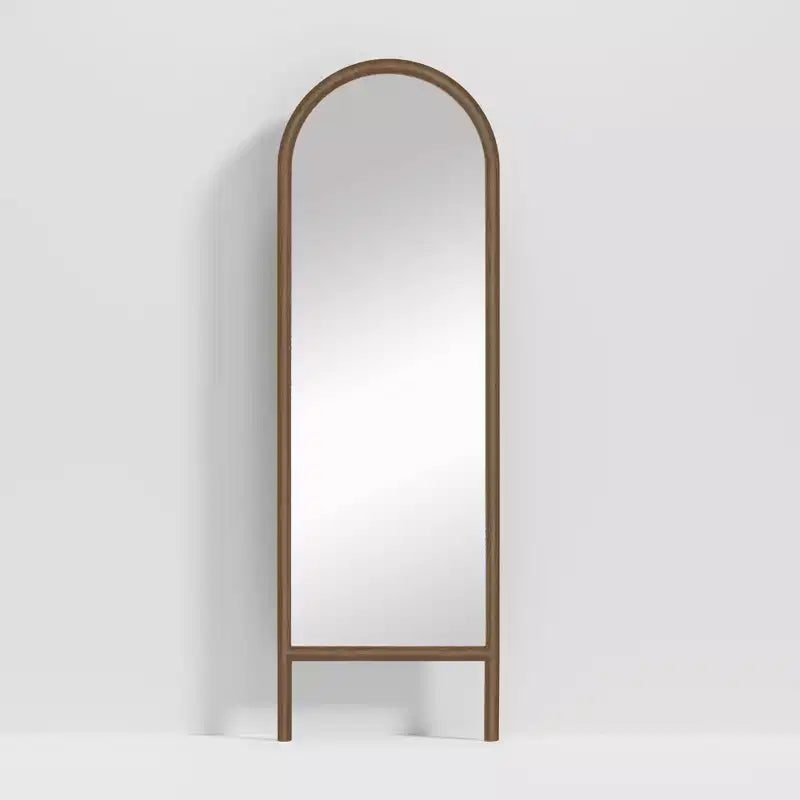 MAYEERTY Full-Length Mirror Solid Wood Ladder Arch Black 64x21x1in No Stand