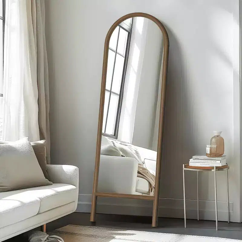 MAYEERTY Full-Length Mirror Solid Wood Ladder Arch Black 64x21x1in No Stand