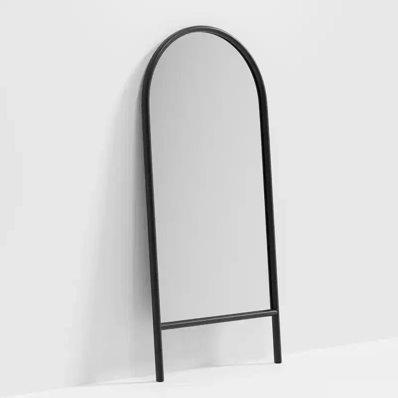 MAYEERTY Full-Length Mirror Solid Wood Ladder Arch Black 64x21x1in No Stand