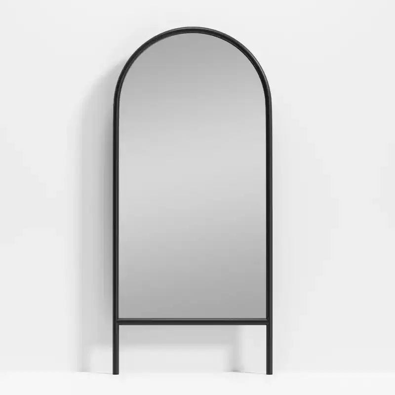 MAYEERTY Full-Length Mirror Solid Wood Ladder Arch Black 64x21x1in No Stand