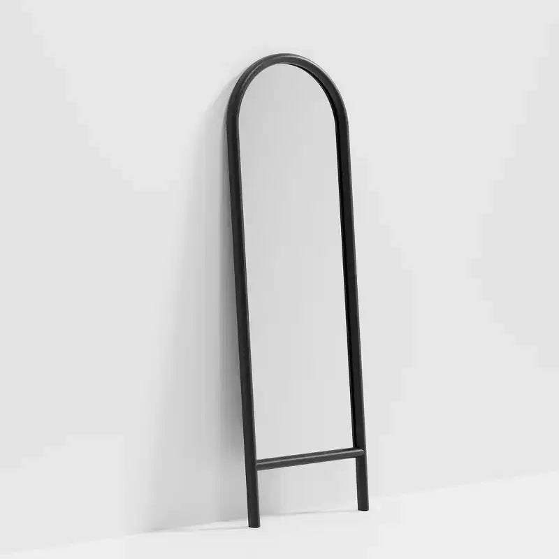 MAYEERTY Full-Length Mirror Solid Wood Ladder Arch Black 64x21x1in No Stand