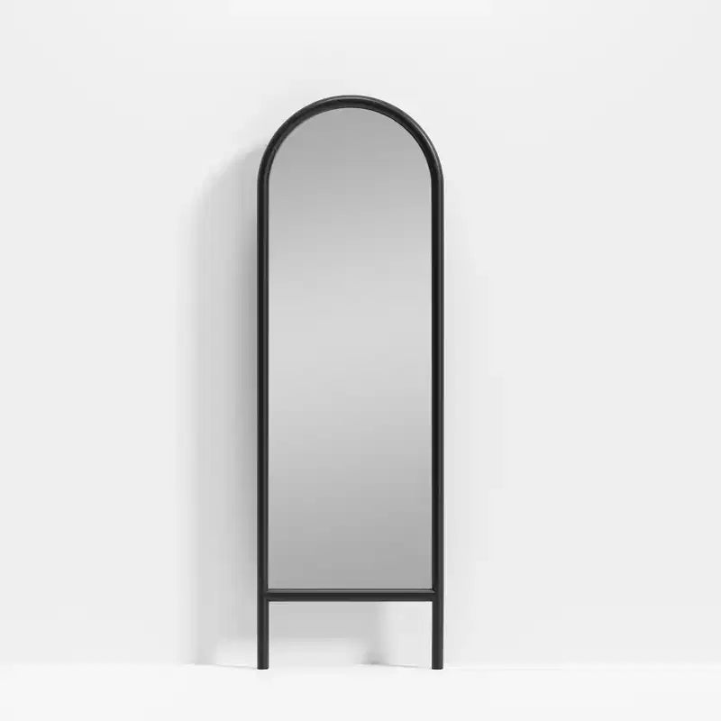 MAYEERTY Full-Length Mirror Solid Wood Ladder Arch Black 64x21x1in No Stand