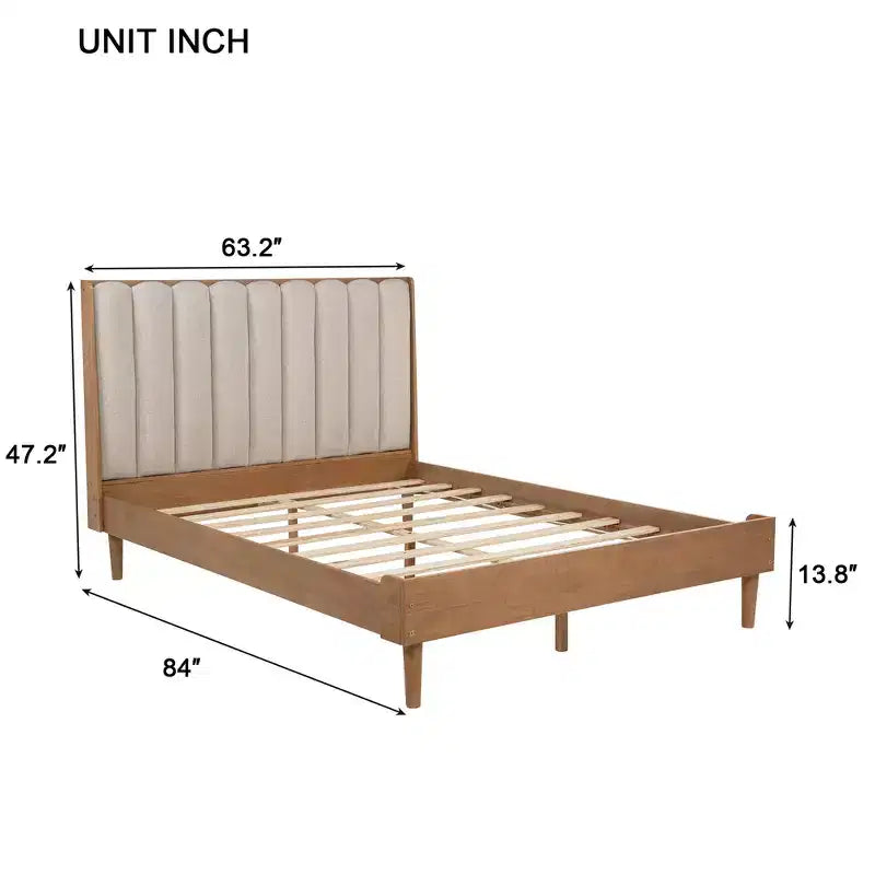 Queen/King Size Platform Bed Frame with Upholstered Headboard - ModernLuxe