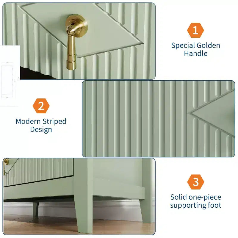 5 Drawer Dresser for Bedroom, 32W Wooden Chest of Drawers with Metal Handles, Fluted Clothes Storage Organizer, Dresser Narrow Nightstand