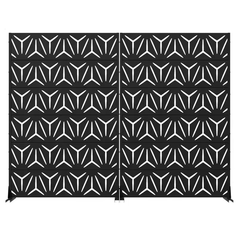 MAYEERTY Star 01 Black Galvanized Steel Room Divider, 72x47x16, 6-Piece Double-Sided Outdoor Privacy Screen