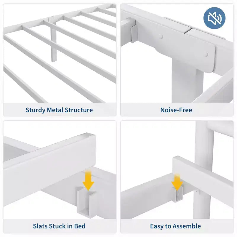 Twin Size Metal Bed Frame, Bed Frames with Headboard , Metal Platform Bed Frame with Footboard,Steel Slats Support,Easy Assembly
