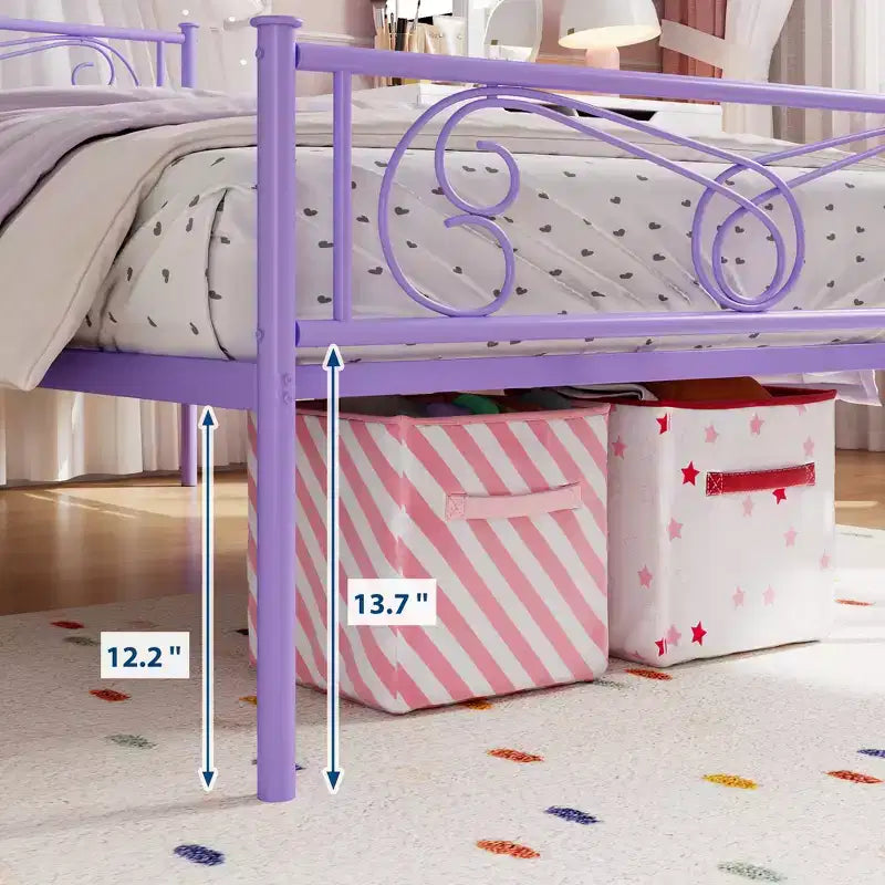 Twin Size Metal Bed Frame, Bed Frames with Headboard , Metal Platform Bed Frame with Footboard,Steel Slats Support,Easy Assembly
