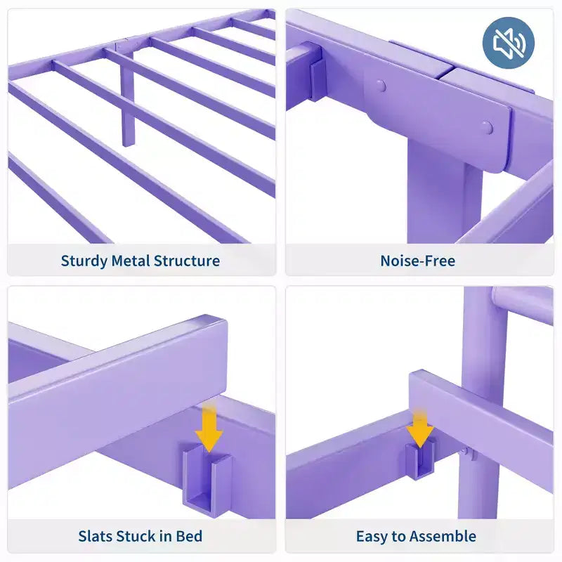 Twin Size Metal Bed Frame, Bed Frames with Headboard , Metal Platform Bed Frame with Footboard,Steel Slats Support,Easy Assembly