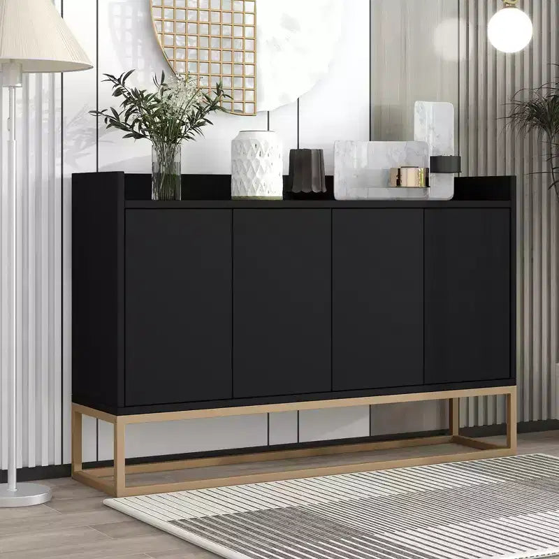 GDFStudio Truda 47.2'' Modern Sideboard Buffet Cabinet with Adjustable Shelves and Gold Metal Legs