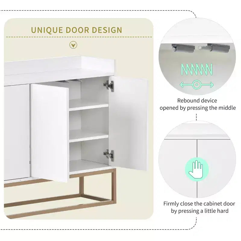 GDFStudio Truda 47.2'' Modern Sideboard Buffet Cabinet with Adjustable Shelves and Gold Metal Legs