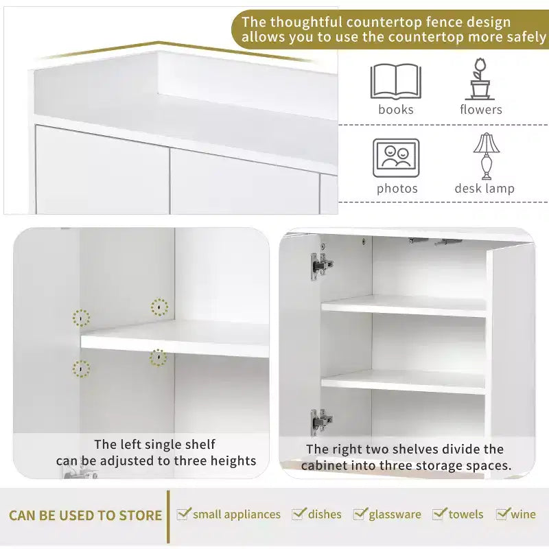 GDFStudio Truda 47.2'' Modern Sideboard Buffet Cabinet with Adjustable Shelves and Gold Metal Legs