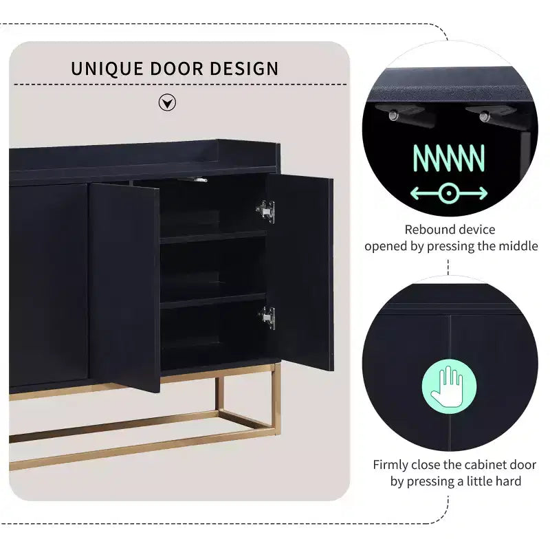 GDFStudio Truda 47.2'' Modern Sideboard Buffet Cabinet with Adjustable Shelves and Gold Metal Legs