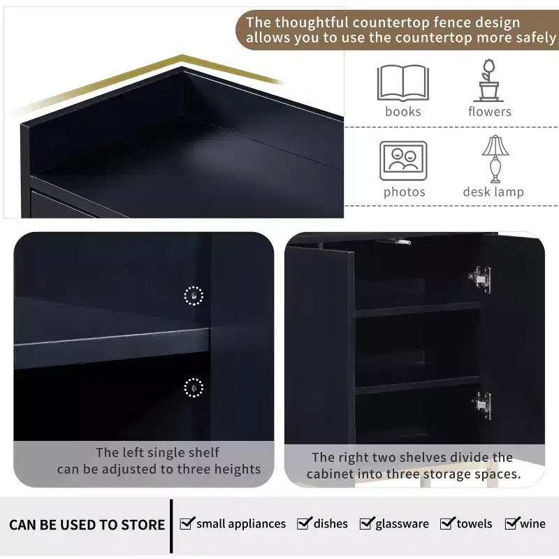 GDFStudio Truda 47.2'' Modern Sideboard Buffet Cabinet with Adjustable Shelves and Gold Metal Legs