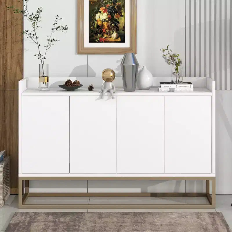 GDFStudio Truda 47.2'' Modern Sideboard Buffet Cabinet with Adjustable Shelves and Gold Metal Legs