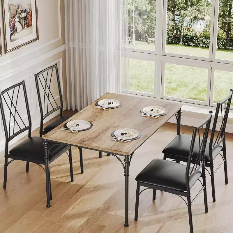 COZONY 5-Piece Dining Table Set with 4 Chairs, Rectangular Dining Table and Cushioned Chairs for Kitchen, Dining Room, or Breakfast Nook