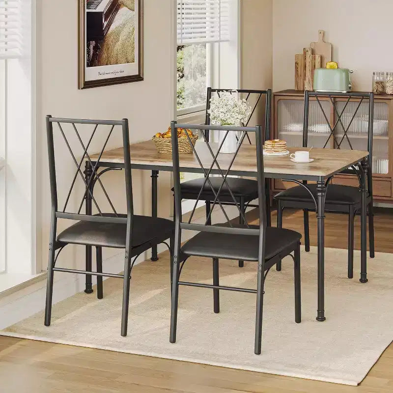 COZONY 5-Piece Dining Table Set with 4 Chairs, Rectangular Dining Table and Cushioned Chairs for Kitchen, Dining Room, or Breakfast Nook