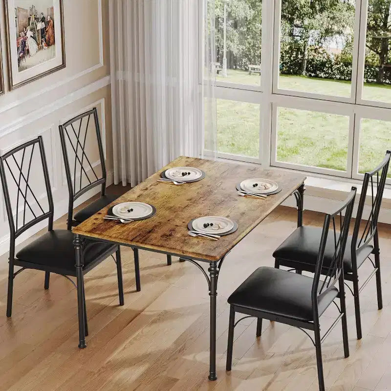 COZONY 5-Piece Dining Table Set with 4 Chairs, Rectangular Dining Table and Cushioned Chairs for Kitchen, Dining Room, or Breakfast Nook