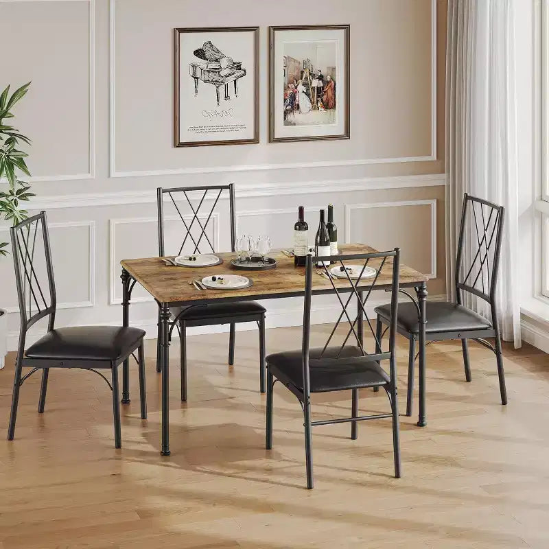 COZONY 5-Piece Dining Table Set with 4 Chairs, Rectangular Dining Table and Cushioned Chairs for Kitchen, Dining Room, or Breakfast Nook