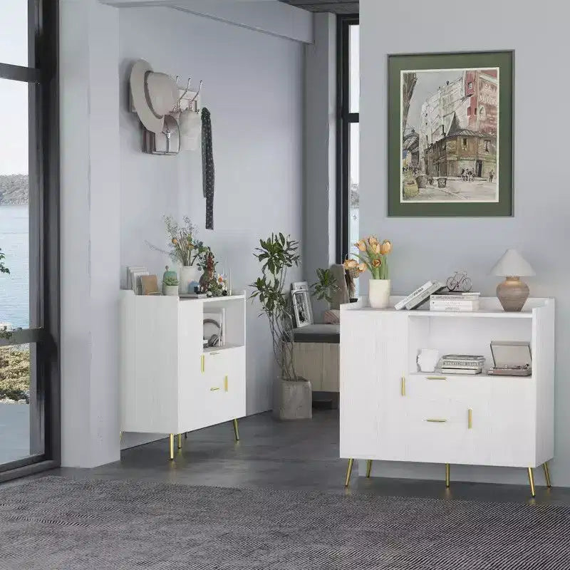 Buffet Cabinet with Drawersof 2 set), 40 Sideboard Buffet Storage Cabinet with Shelves and Doors