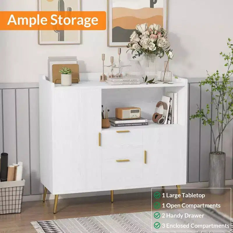 Buffet Cabinet with Drawersof 2 set), 40 Sideboard Buffet Storage Cabinet with Shelves and Doors