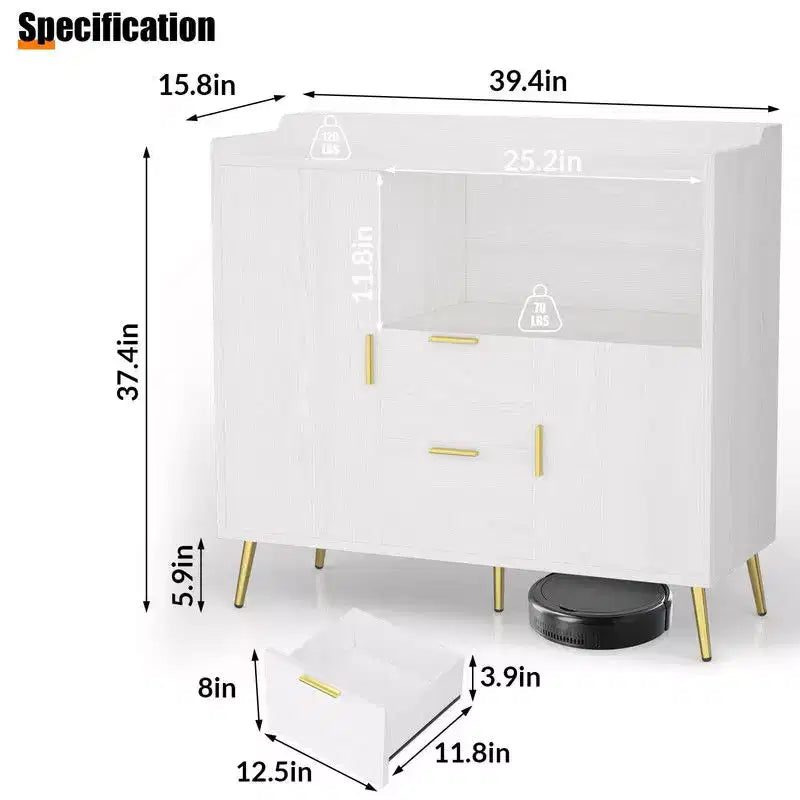 Buffet Cabinet with Drawersof 2 set), 40 Sideboard Buffet Storage Cabinet with Shelves and Doors