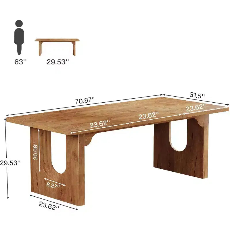 Lantine Modern Dining Table for 6, 71 Large Kitchen Dining Table with Wood Pedestal Base, for Kitchen, Dining Room, Living Room