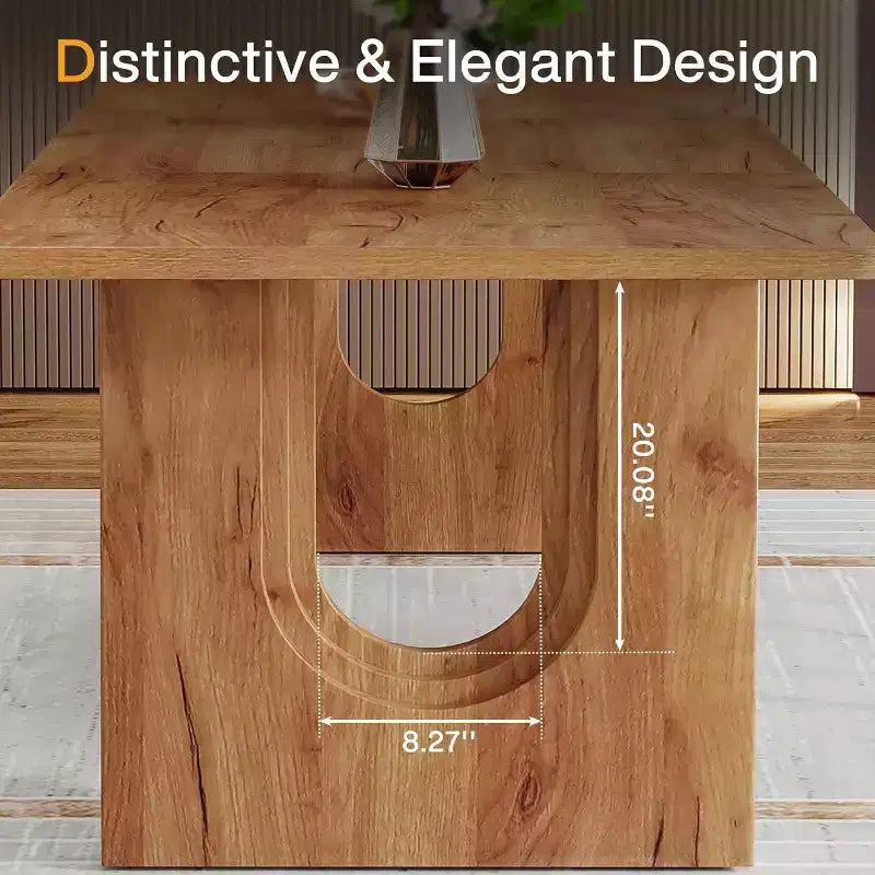 Lantine Modern Dining Table for 6, 71 Large Kitchen Dining Table with Wood Pedestal Base, for Kitchen, Dining Room, Living Room