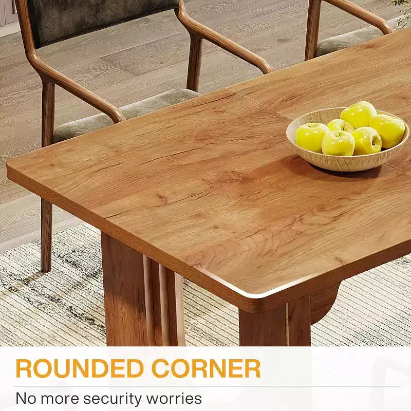 Lantine Modern Dining Table for 6, 71 Large Kitchen Dining Table with Wood Pedestal Base, for Kitchen, Dining Room, Living Room