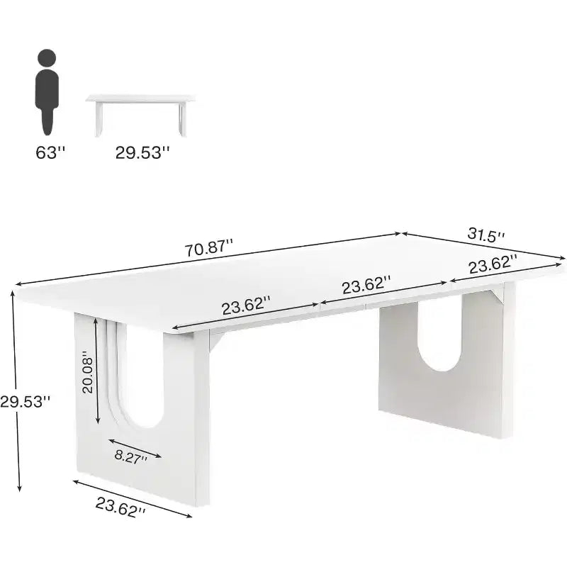 Lantine Modern Dining Table for 6, 71 Large Kitchen Dining Table with Wood Pedestal Base, for Kitchen, Dining Room, Living Room