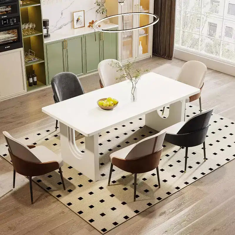 Lantine Modern Dining Table for 6, 71 Large Kitchen Dining Table with Wood Pedestal Base, for Kitchen, Dining Room, Living Room