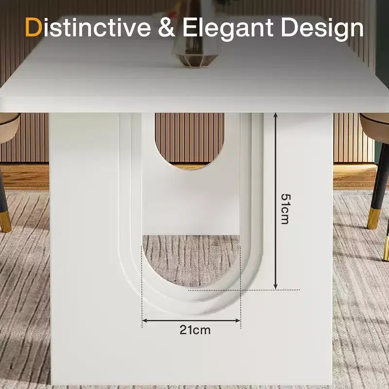Lantine Modern Dining Table for 6, 71 Large Kitchen Dining Table with Wood Pedestal Base, for Kitchen, Dining Room, Living Room