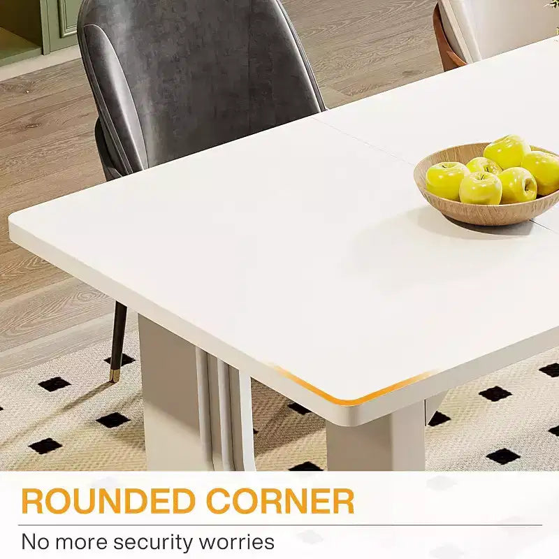 Lantine Modern Dining Table for 6, 71 Large Kitchen Dining Table with Wood Pedestal Base, for Kitchen, Dining Room, Living Room