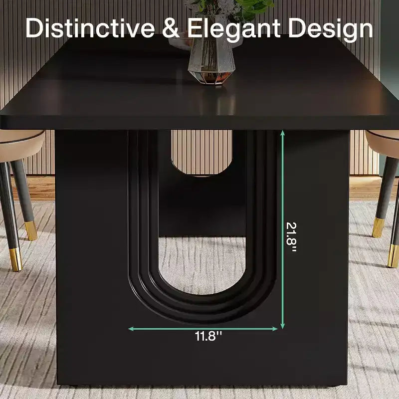 Lantine Modern Dining Table for 6, 71 Large Kitchen Dining Table with Wood Pedestal Base, for Kitchen, Dining Room, Living Room