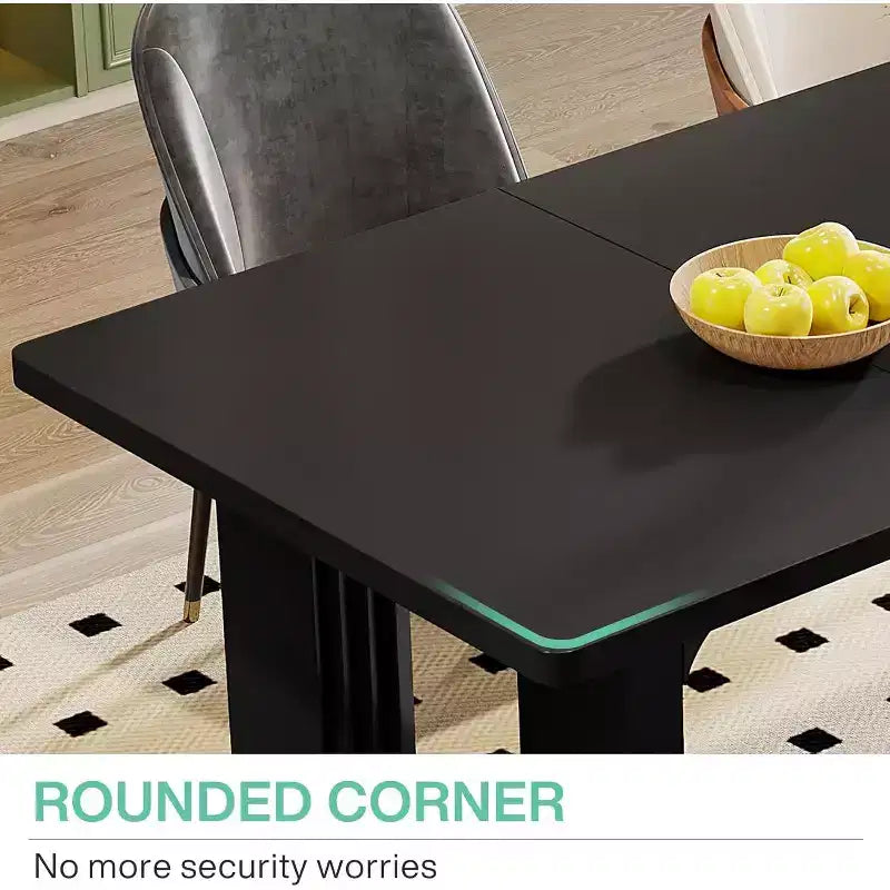 Lantine Modern Dining Table for 6, 71 Large Kitchen Dining Table with Wood Pedestal Base, for Kitchen, Dining Room, Living Room