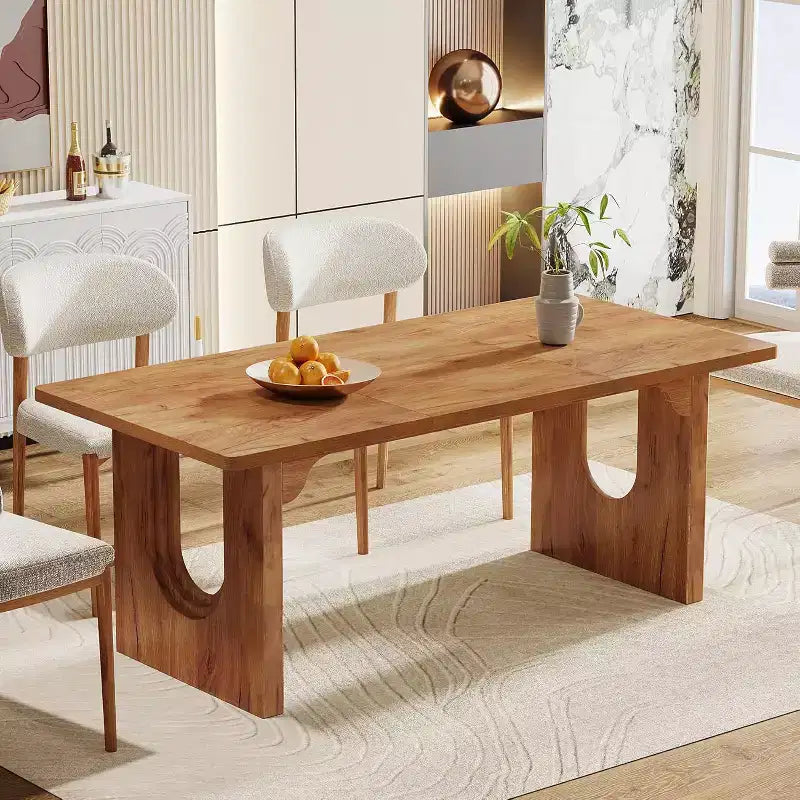 Lantine Modern Dining Table for 6, 71 Large Kitchen Dining Table with Wood Pedestal Base, for Kitchen, Dining Room, Living Room