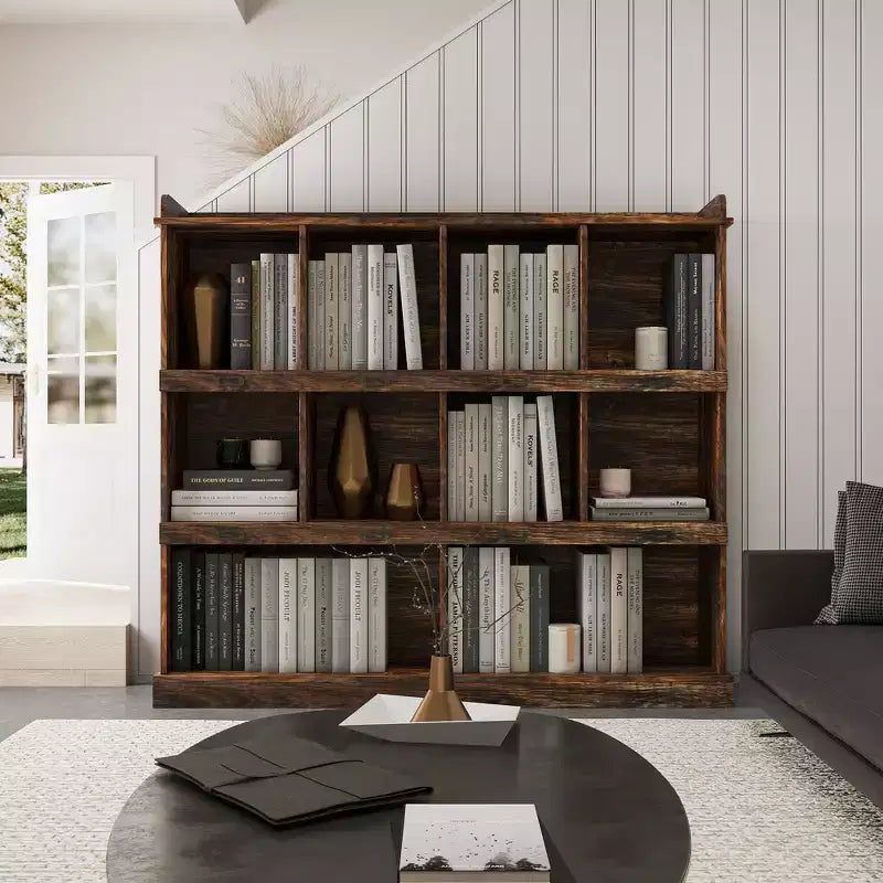 AndMakers 47.24 in. Tall Espresso Wood 3-Shelf Bookcase
