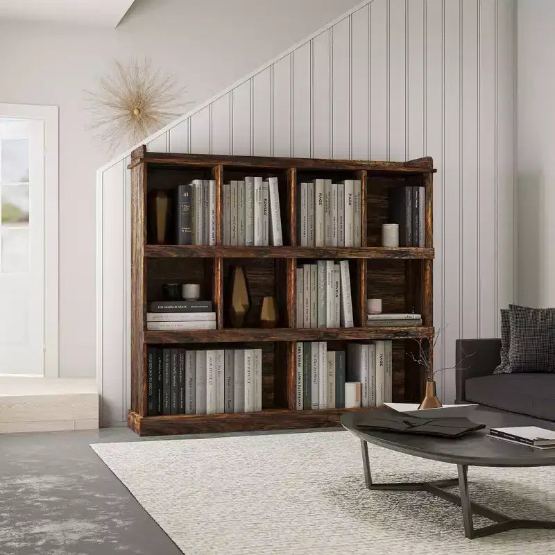 AndMakers 47.24 in. Tall Espresso Wood 3-Shelf Bookcase