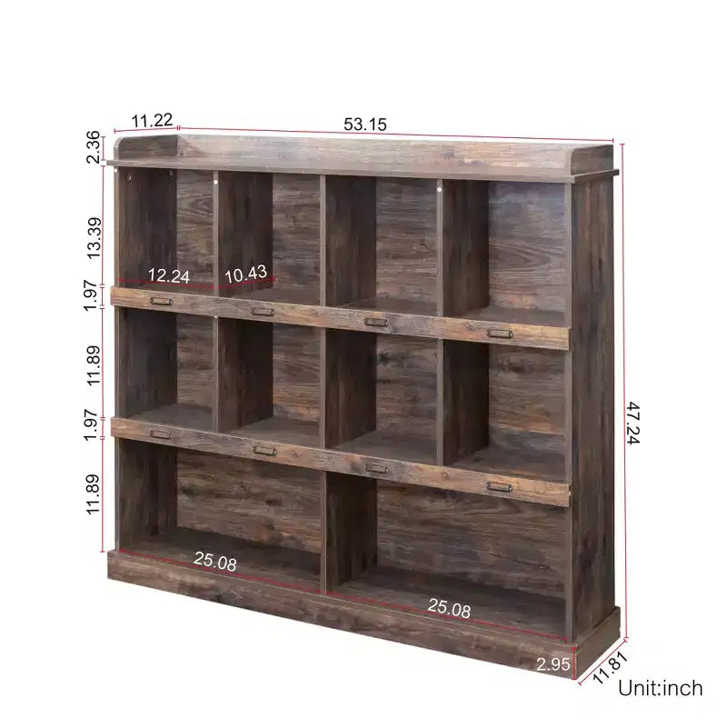 AndMakers 47.24 in. Tall Espresso Wood 3-Shelf Bookcase