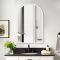 MAYEERTY 24 x 35.8in Modern Arch Bathroom Medicine Cabinets, Metal Framed Wall Mirror with Storage, White