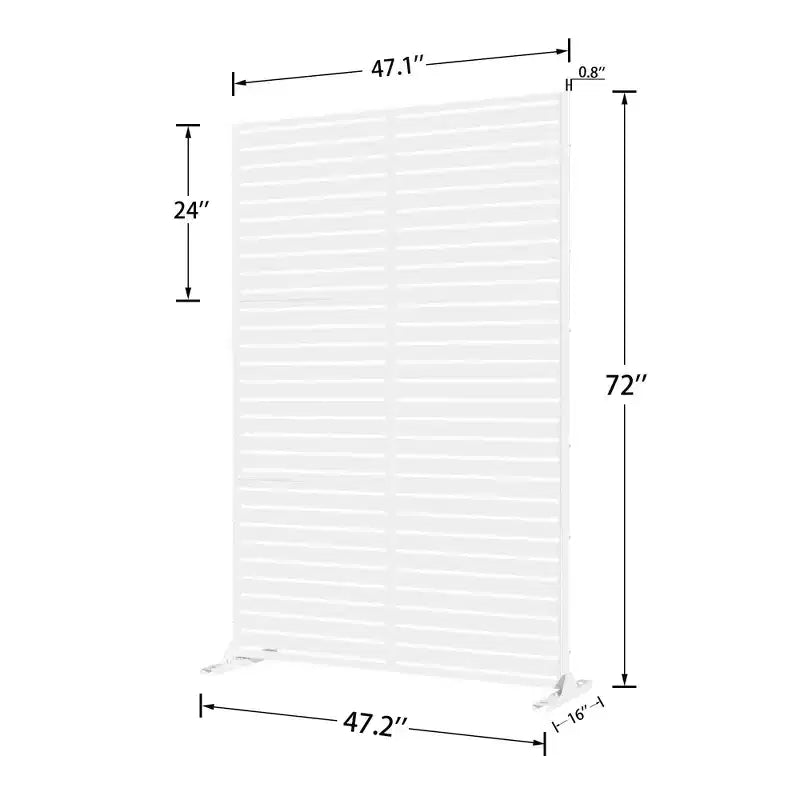 MAYEERTY 7247 in Metal Outdoor Patio Privacy Screen Freestanding Room Divider Partition for Indoor, White