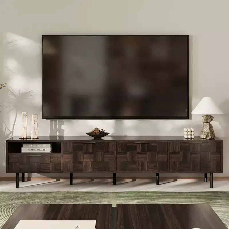 Bestier 78 Mid Century Modern TV Stand for 65+ Inch TVs, TV Console with Storage Cabinets for Living Room, Entertainment Center Storage