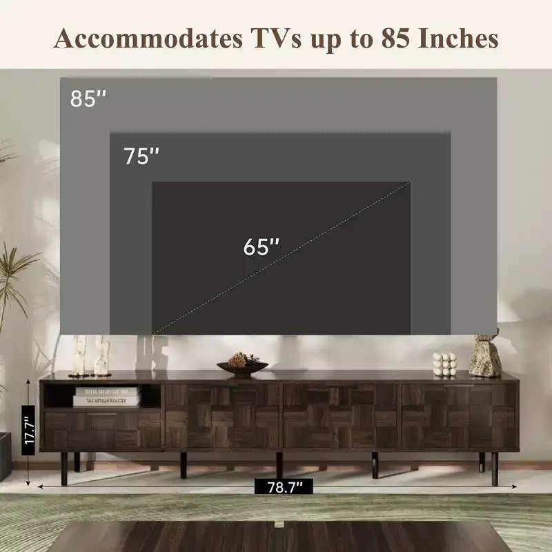 Bestier 78 Mid Century Modern TV Stand for 65+ Inch TVs, TV Console with Storage Cabinets for Living Room, Entertainment Center Storage