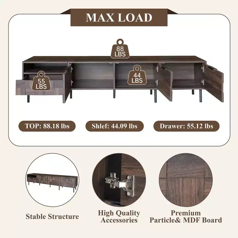 Bestier 78 Mid Century Modern TV Stand for 65+ Inch TVs, TV Console with Storage Cabinets for Living Room, Entertainment Center Storage