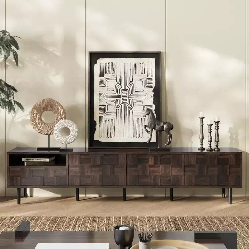 Bestier 78 Mid Century Modern TV Stand for 65+ Inch TVs, TV Console with Storage Cabinets for Living Room, Entertainment Center Storage