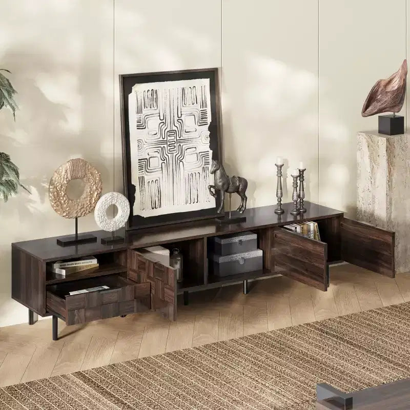 Bestier 78 Mid Century Modern TV Stand for 65+ Inch TVs, TV Console with Storage Cabinets for Living Room, Entertainment Center Storage