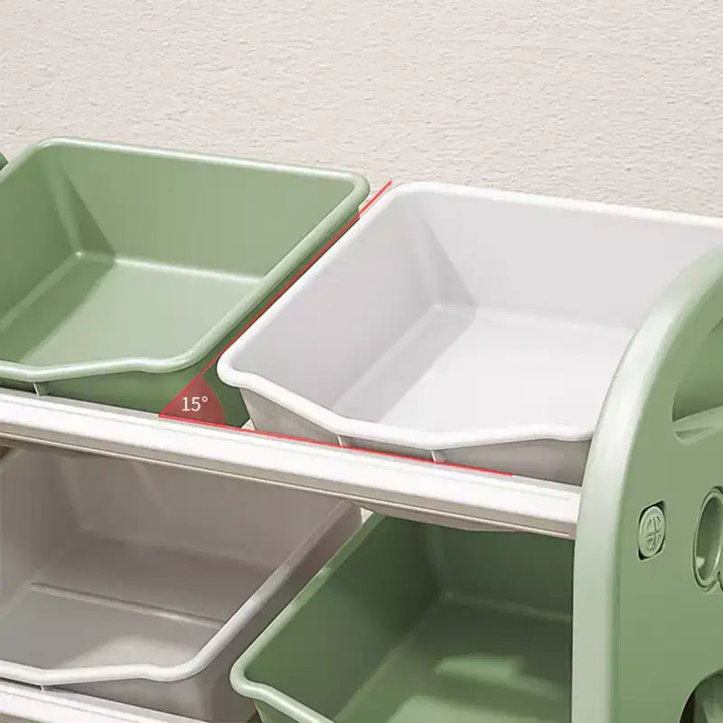 Kids Toy Storage Organizer with 6 Bins, Multi-functional Nursery Organizer Kids Furniture Set Toy Storage for Playroom, Bedroom, Living Room Green