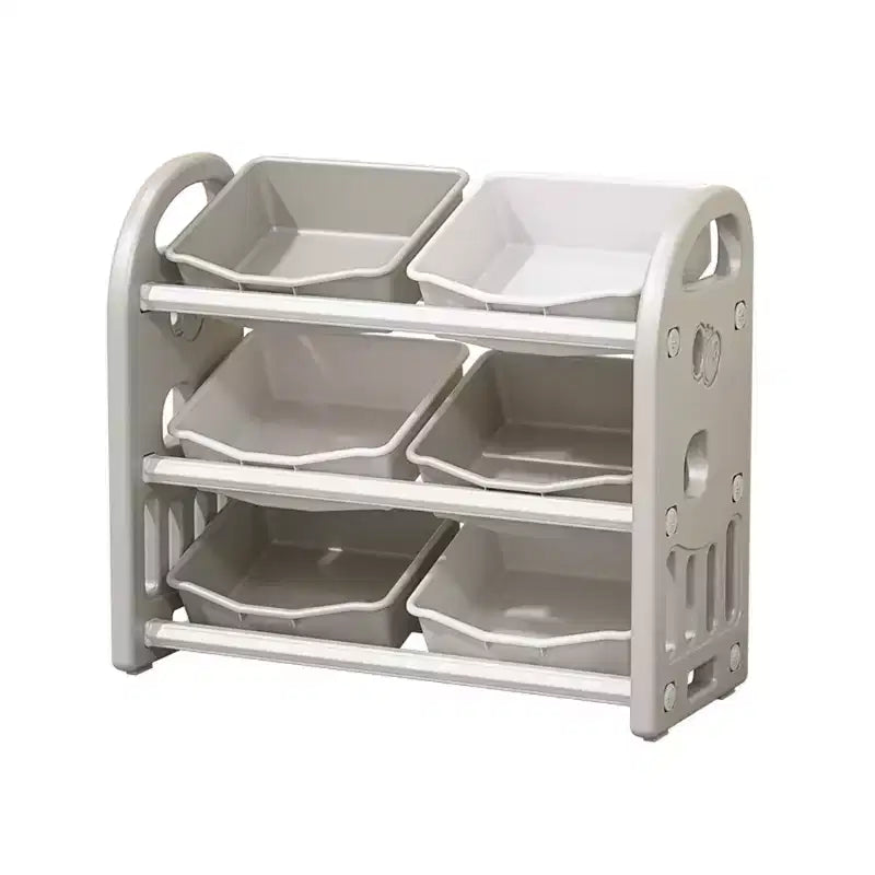 Kids Toy Storage Organizer with 6 Bins, Multi-functional Nursery Organizer Kids Furniture Set Toy Storage Cabinet Unit Grey